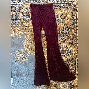 Burgundy velvet bell bottoms